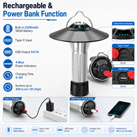 Lanterne de camping LED rechargeable en ABS blanc IPX4 avec trépied magnétique, intensité variable en continu, lampe de secours pour tente extérieure