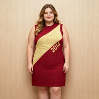 Robe pull jacquard personnalisée avec logo, pour femmes, ornée de perles et de strass, sans manches, col rond, style décontracté, courte, mini-robe d'été