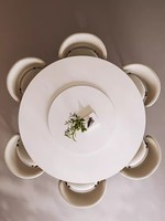 Table à Manger Rétro Française en Bois Massif avec Quatre Chaises, Combinaison Haut de Gamme pour Appartement ou Villa, Table Ronde Simple