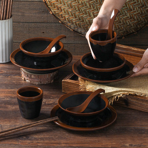 Service de vaisselle en mélamine Xiangyuan Meimei, un ensemble de vaisselle de style rétro sur le thème des vendeurs de rue pour restaurant de hot pot, ensemble de quatre bols. - Product Image 3
