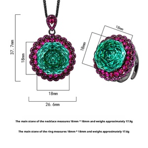 Nouvel Arrivage – Ensemble Collier et Bague en Cuivre Écologique avec Zircon Vert Taillé en Rose 18 mm – Bijoux Tendance 2026 pour Femme - Product Image 2