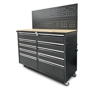 Coffre à outils roulant à 9 tiroirs avec plateau en bois/acier, armoire de rangement mobile pour outils configurable en option, OEM disponible, garantie de 3 ans