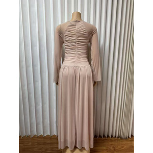 Abito Lungo Elegante da Donna all'Ingrosso, <span class=keywords><strong>Maniche</strong></span> Lunghe, Taglie Forti, Controllo Pancia, Collo Tondo <span class=keywords><strong>con</strong></span> Dettaglio Plissettato - Product Image 6