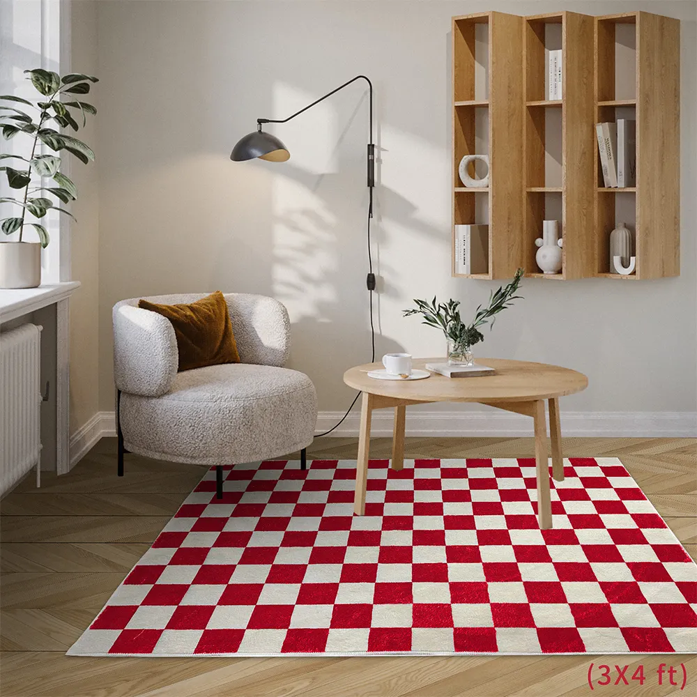 Hersteller Rechteck Bereich Nacht teppich Boden matte Check Pattern Faux Schlafzimmer Teppiche Home Decorative