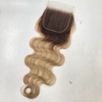 Extensions de Cheveux Humains Premium Brésiliens Vierge Body Wave HD pour Closure en Dentelle, Grade Remy, Blond 1B/613, 16''-20''