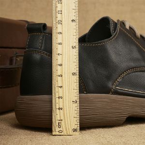 Chaussures habillées pour hommes en cuir véritable à bout rond, lacées, confortables, pour le bureau et la carrière, toutes saisons, semelle extérieure en caoutchouc - Product Image 2