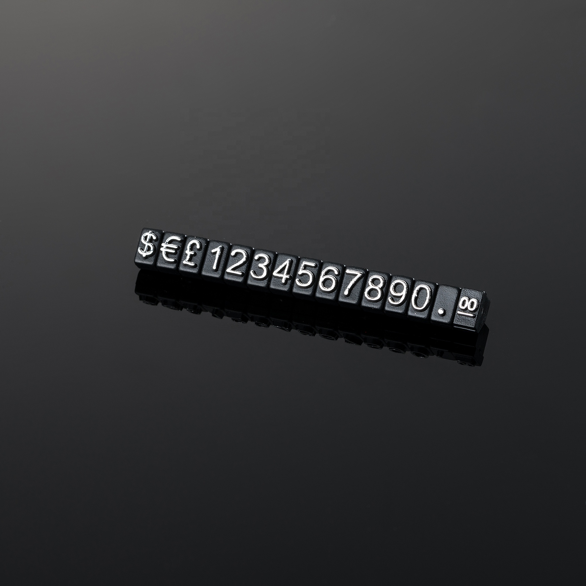 black base silver font