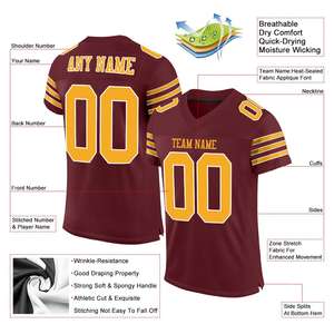 Custom Burgundy <b>Gold</b>-White Classic Style Mesh Authentic Football Jersey - Product Image 2