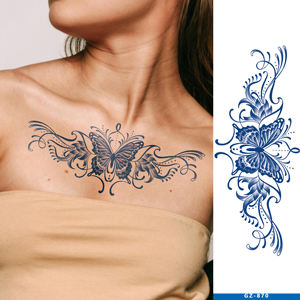 Tatuaggio Temporaneo Personalizzato a Lunga Durata 14 Giorni, Impermeabile, Finto, a Base di Erbe, a Forma di Farfalla, Semi-Permanente <span class=keywords><strong>per</strong></span> Donne - Product Image 1