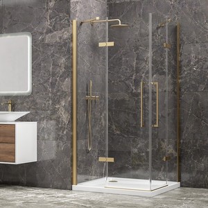 Box Doccia Moderno Kamalu con Doppia Anta Scorrevole 70x100mm KT1000G, Design Senza Telaio in Acciaio Inox, Finitura Oro Satinato - Product Image 1