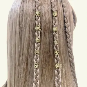 50Pcs Golden Hair Beads For Braids Adjustable Hair Extensions Micro Rings  Hair Bead Cuff Clips Dreadlock Beads For Sale
