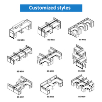 Poste de Travail de Bureau Modulaire Moderne pour 8 Personnes, Cubicules, Bureau en Ligne, Cloison de Bureau 2, 4, 6 Sièges
