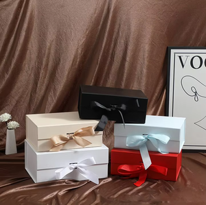 Eco-friendly Foldable <b>Magnetic</b> <b>Gift</b> <b>Box</b> With Ribbon Closure Ivory Board Rigid Rectangle High-End Packaging For <b>Gift</b> Craft - Product Image 1