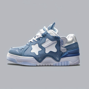 Nouvelle étoile <span class=keywords><strong>pain</strong></span> chaussures femmes bas haut fond épais en cuir blanc chaussures avant à lacets sport décontracté conseil chaussures - Product Image 3