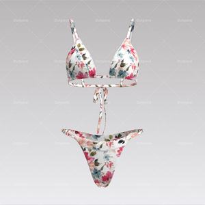 ชุดบิกินี่ออกแบบ 3 มิติ สำหรับผู้หญิง คอวี ประดับคริสตัล ชุดว่ายน้ำ 2 ชิ้น ทรงสามเหลี่ยม สายผูก ชุดชายหาด ลายสัตว์/ตัวอักษร - Product Image 2