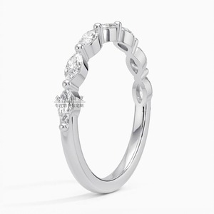 Anillo de diamantes cultivados en laboratorio SGARIT, corte marquesa, banda de media eternidad, oro de 18 quilates, certificado IGI, 0.4 quilates, para compromiso. - Product Image 5