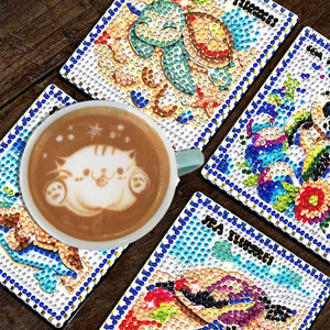 Set di Sottobicchieri con Mosaico Etnico Songwoo, Motivo a Geccottero Colorato Boho, Kit Fai-da-Te per Pittura Diamantata - Product Image 3
