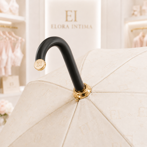 Parasol élégant de 23 pouces, coupe droite, en pongé imperméable et coupe-vent, avec impression monogramme personnalisée sur toute la surface, pour marque de luxe. - Product Image 2