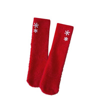 Chaussettes pour femmes en tricot épais et doux, couleur rouge, pour l'hiver, écologiques, idéales pour tous les jours, cadeau de Noël