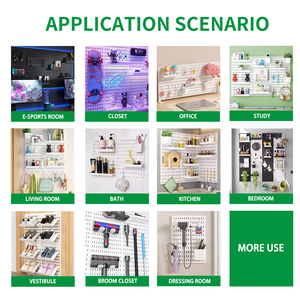 Kit combinato con Pegboard con mensola e ganci senza punzonatura per Garage cucina soggiorno bagno ufficio, pannello forato da parete Organizer - Product Image 6