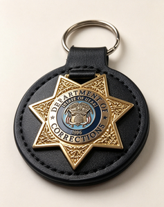 Porta Llaves de Cuero con Insignia del Departamento de Corrección de Utah Personalizado, Chapado en Oro/Níquel - Product Image 6