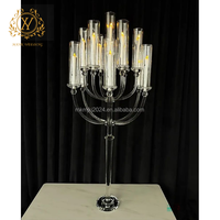 Candélabre en cristal à 13 bras, grand porte-bougie transparent, centre de table romantique pour mariage, décoration de table