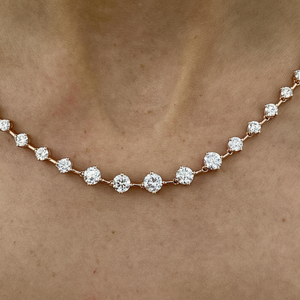 Ensemble de lunette ronde coupe Moissanite diamant collier de Tennis en argent 925 avec plaqué or pour fiançailles cadeau de fête de mariage pour partenaire - Product Image 1