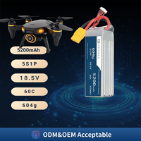 Baterai LiPo 60C High Discharge 5S 5200mAh 18.5V untuk Drone UAV & Multicopter