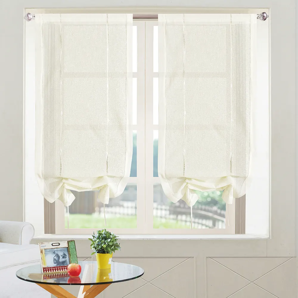 Nice cheap Europe rod pocket small short printing kitchen curtain window sheer cafe living room curtain supplier