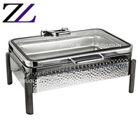 Set Pemanas Makanan Mewah dan Klasik dengan Tutup Kaca Hidrolik, Ditempa Tangan, Bahan Stainless Steel 304 Aman untuk Makanan, Desain Embos Mewah