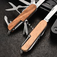 Couteau pliant multifonction avec logo personnalisé, manche en bois de rose et hêtre, souvenir créatif, lame de 6,5 cm, blanc