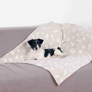 Pet Blanket Beige 75 X 100 Cm With Paw And <b>Bone</b> Pattern For Dogs And Cats - Product Image 2