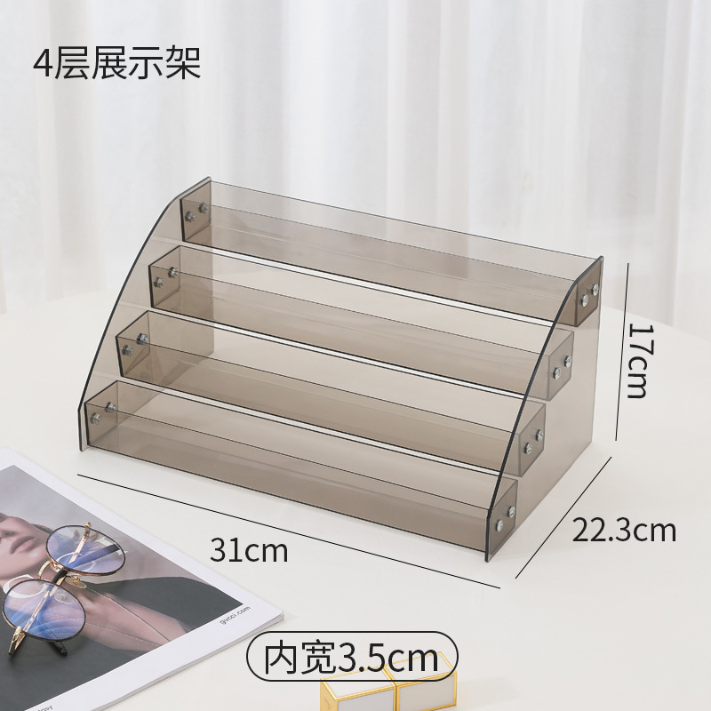4-tier [transparent black] display rack