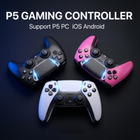 Manette de jeu sans fil de haute qualité P585 avec double moteur de vibration, pavé tactile et éclairage RGB pour P5, PC, mobile, iOS, Android