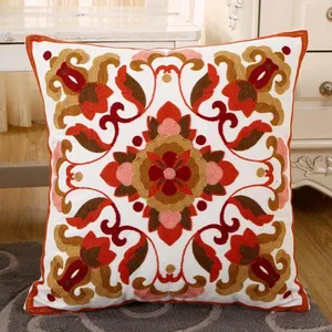 Inyahome Embroidered Indian Luxuriating Pillows Cushion for Home Decor Sofa Couch Farmhouse Living Room Bedroom