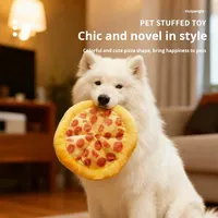 Jouet en peluche pour animaux de compagnie en forme de pizza en gros - Remplissage en coton PP doux, buzzer intégré, jouet à mâcher interactif 3D sûr, papier crépitant