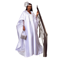 Robe Kaftan de Luxe Africaine pour Femme AM251116, Col en V Brodé, Grande Taille, Ample, pour Fête, Robe Musulmane, Dubaï Boubou