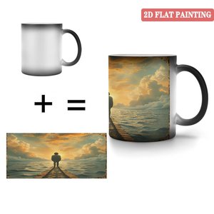 Mug magique à boire 11oz en céramique noire givrée, tasse changeante de couleur sensible à la chaleur - Product Image 4