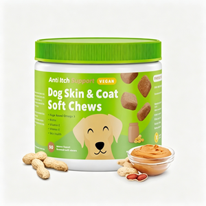 Complément alimentaire végétalien pour la <span class=keywords><strong>peau</strong></span> et le pelage des chiens OEM/ODM, à base d'algues, oméga-3, biotine, vitamine E - Friandises à mâcher pour soutenir l'immunité et les allergies - Product Image 2