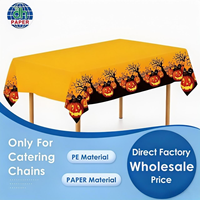 Nappe de table citrouille d'Halloween en gros 54x108in, jetable, imperméable, en plastique PE, pour décoration de fête effrayante