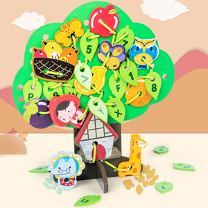 2025 enfants en <span class=keywords><strong>bois</strong></span> arbre forme fruits Animal numérique lettre blocs <span class=keywords><strong>Construction</strong></span> filetage jouets - Product Image 4