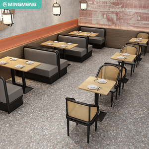 Nueva llegada gran oferta mesa de restaurante cabina de comida rápida asientos mesa de madera y juego de mesa para sillas restaurante comedor Hotel uso - Product Image 1