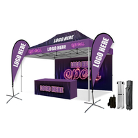 Tonnelle pliante portable 10x15 pieds pour extérieur, imperméable, robuste, avec logo imprimé, facile à assembler, pour salon professionnel, avec sac de transport
