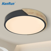 Plafonnier LED rond moderne en bois, noir et blanc, à intensité variable, pour chambre et salon, idéal pour la maison