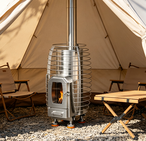 Estufa de Sauna de Diseño Nuevo 2026, Horno de Leña y Carbón para Camping, Puerta de Vidrio con Vista al Fuego, Cuerpo de Acero Inoxidable, Aleación de Titanio - Product Image 1