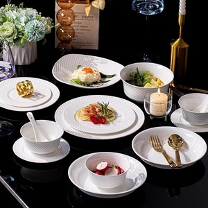 Simple Ceramic Disposable Western <b>Dinner</b> Plate High-End Classic Deep Dish Bone China Tableware - Product Image 4
