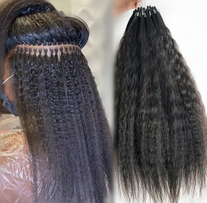 Vente en gros de cheveux humains vierges brésiliens à <span class=keywords><strong>la</strong></span> kératine, extensions capillaires à micro-anneaux/rings/boucles, fournisseurs de cheveux raides crépus pour extensions micro-link - Product Image 2