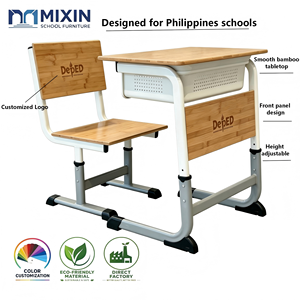 DepEd Single Student Desk Set Wood Desktop Custom Materials Classroom School <strong>Tables</strong> <strong>Adjustable</strong> <strong>Height</strong> for Philippines Schools - Product Image 1