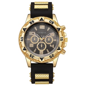 Reloj Deportivo de Lujo para Hombre con Esfera Azul, Bisel Dorado, Correa de Silicona y Función de Cronógrafo - Product Image 4