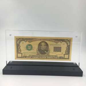 Billete de 1000 Dólares Estadounidenses de Oro de 24k para Decoración de Oficina con Marco Acrílico - Product Image 1